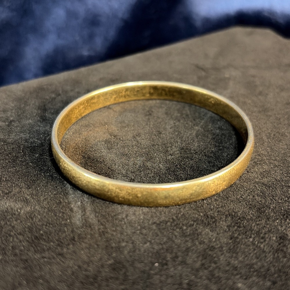 Vintage Monet Smooth Gold Plated Bangle Bracelet Signed Mid Century Modern - Picture 2 of 6